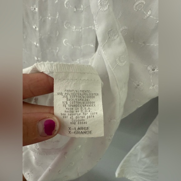 VTG Star City Embroidered Floral Button Up Blouse Long Sleeve White Size S M - Picture 4 of 8